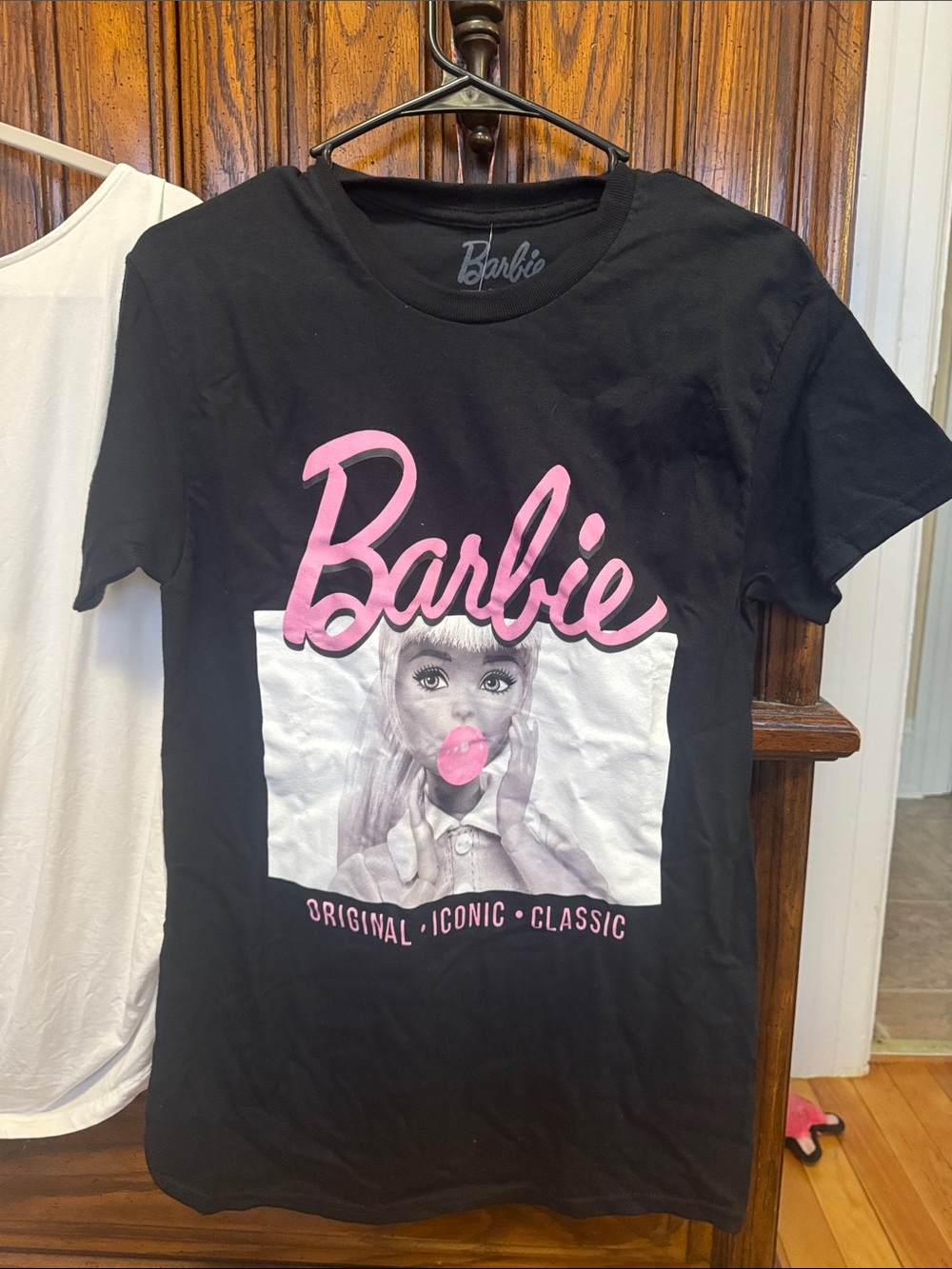 Barbie Black Tee with Pink Logo and Graphic